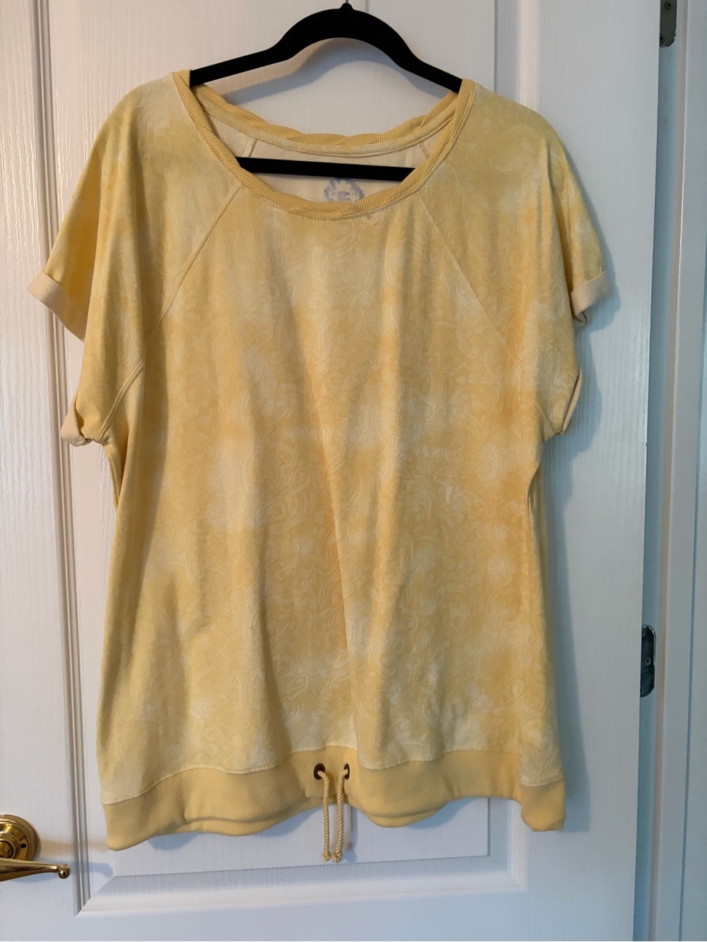 Ruff Hewn Pale Yellow Short-Sleeve Pullover with Drawstring Hem